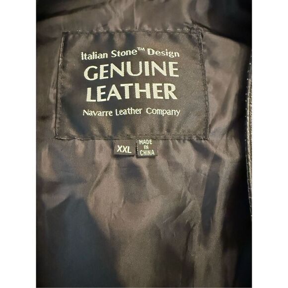 Giovanni Navarre Italian Stone Design Leather Vest Brass Snaps Pockets XXL - Picture 7 of 7